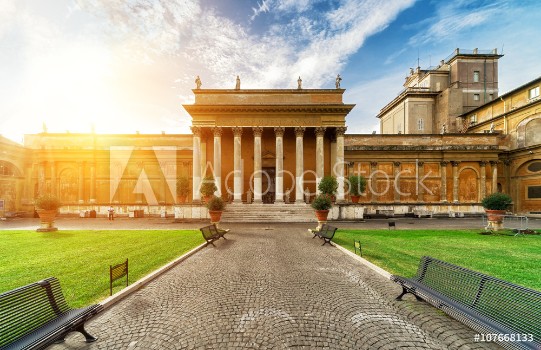 Picture of Belvedere courtyard and palace in Vatican City Rome Italy Sunny view